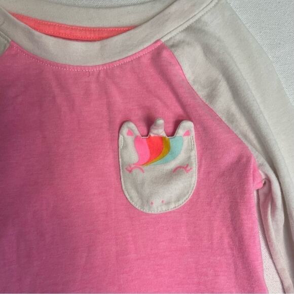 Cat & Jack Unicorn Raglan Tee pink white girls Size 2T - Picture 2 of 6